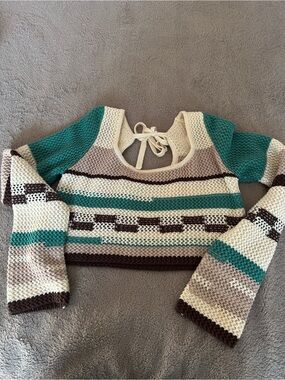 Grey Bandit Knit Crochet Sweater